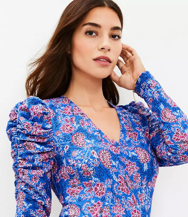 Garden Shirred Puff Sleeve Top | LOFT