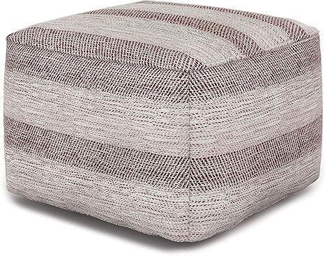 SIMPLIHOME Clay Square Pouf, Footstool, Upholstered in Patterned Maroon Melange Hand Woven Cotton... | Amazon (US)