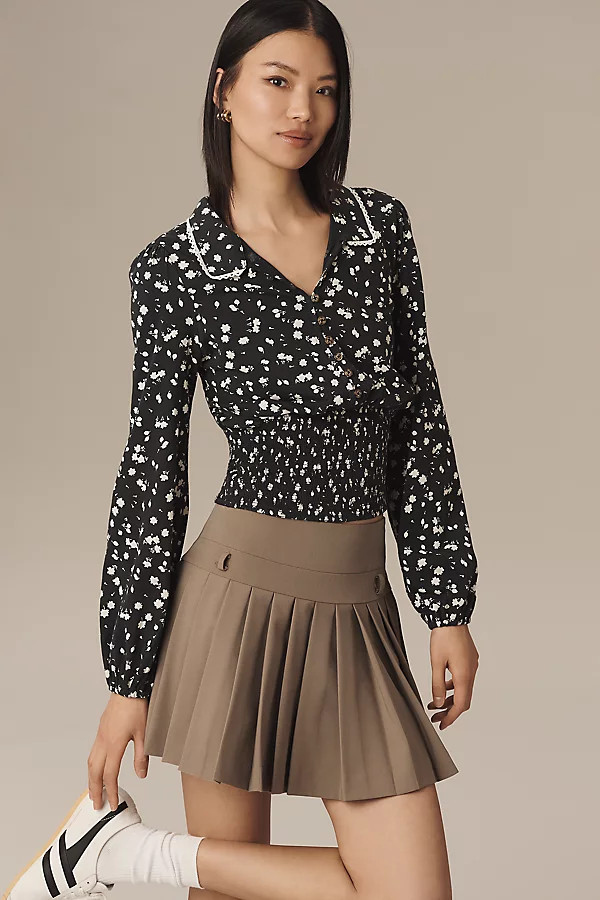 Maeve Smocked Buttondown Top | Anthropologie (US)