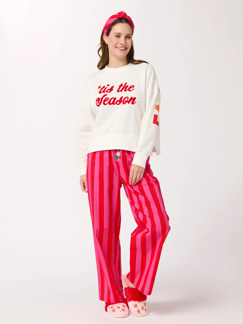 Joy Festive Stripe Boxer Pant - Red | Shiraleah | Ama La Vita