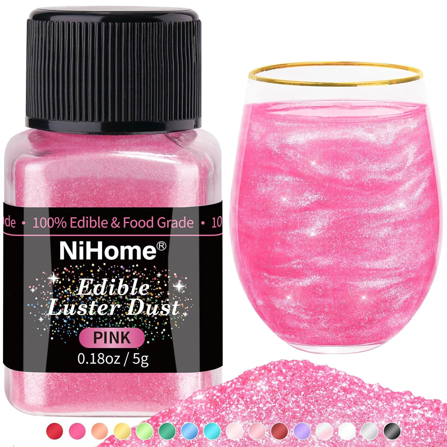 NiHome Edible Food-Grade Glimmer Powder Glitter Luster Dust Metallic Food Decorating Sprinkle Gli... | Amazon (US)