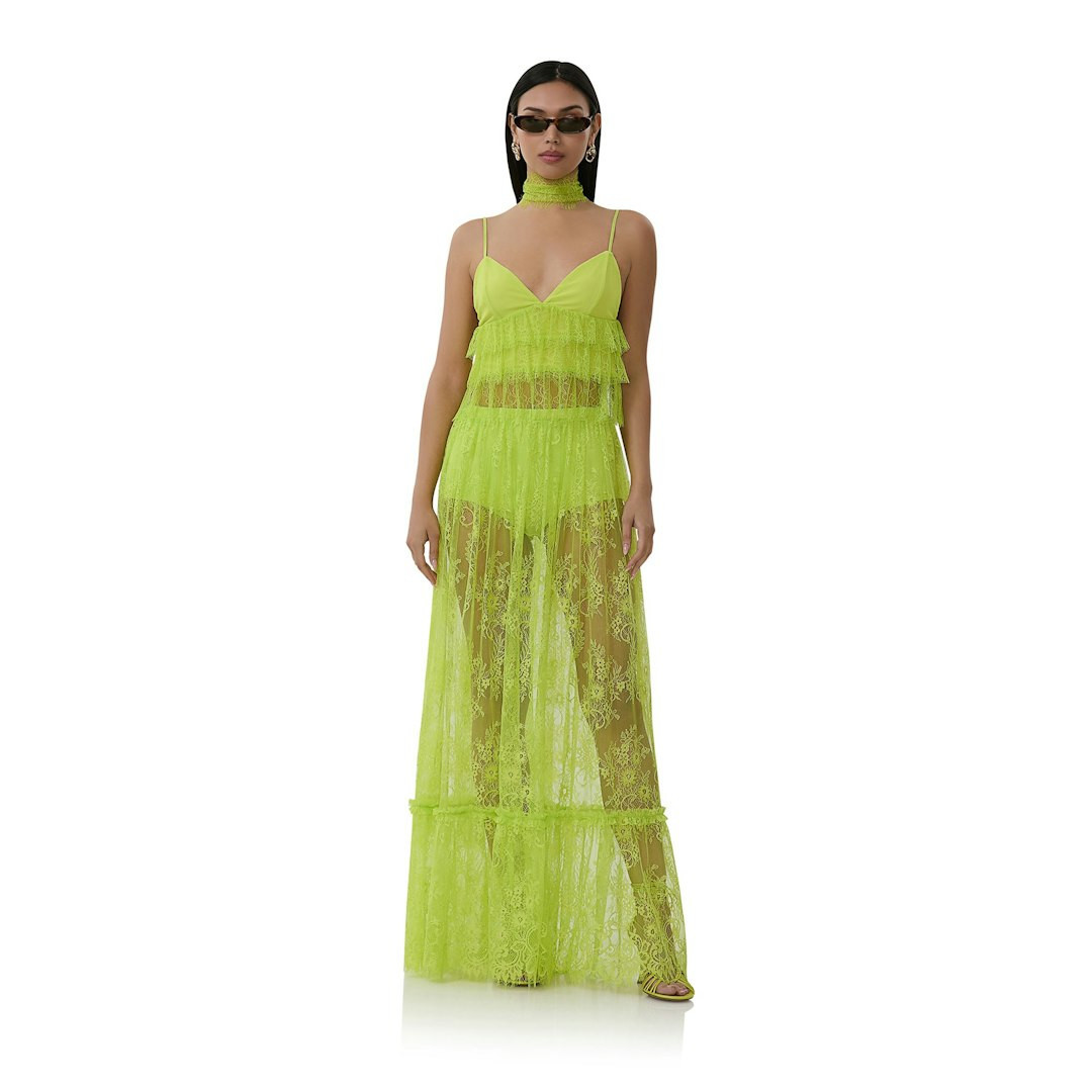 Allegra Lace Skirt - Lime Punch | ShopAFRM