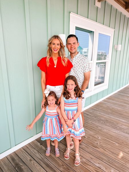 Loving this red top from Avara! This outfit and the girls dresses would be perfect for the 4th of July! 

Avara blouse / target dresses / holiday outfits / classic style / white shorts / vacation outfits 

#LTKFindsUnder100 #LTKFindsUnder50