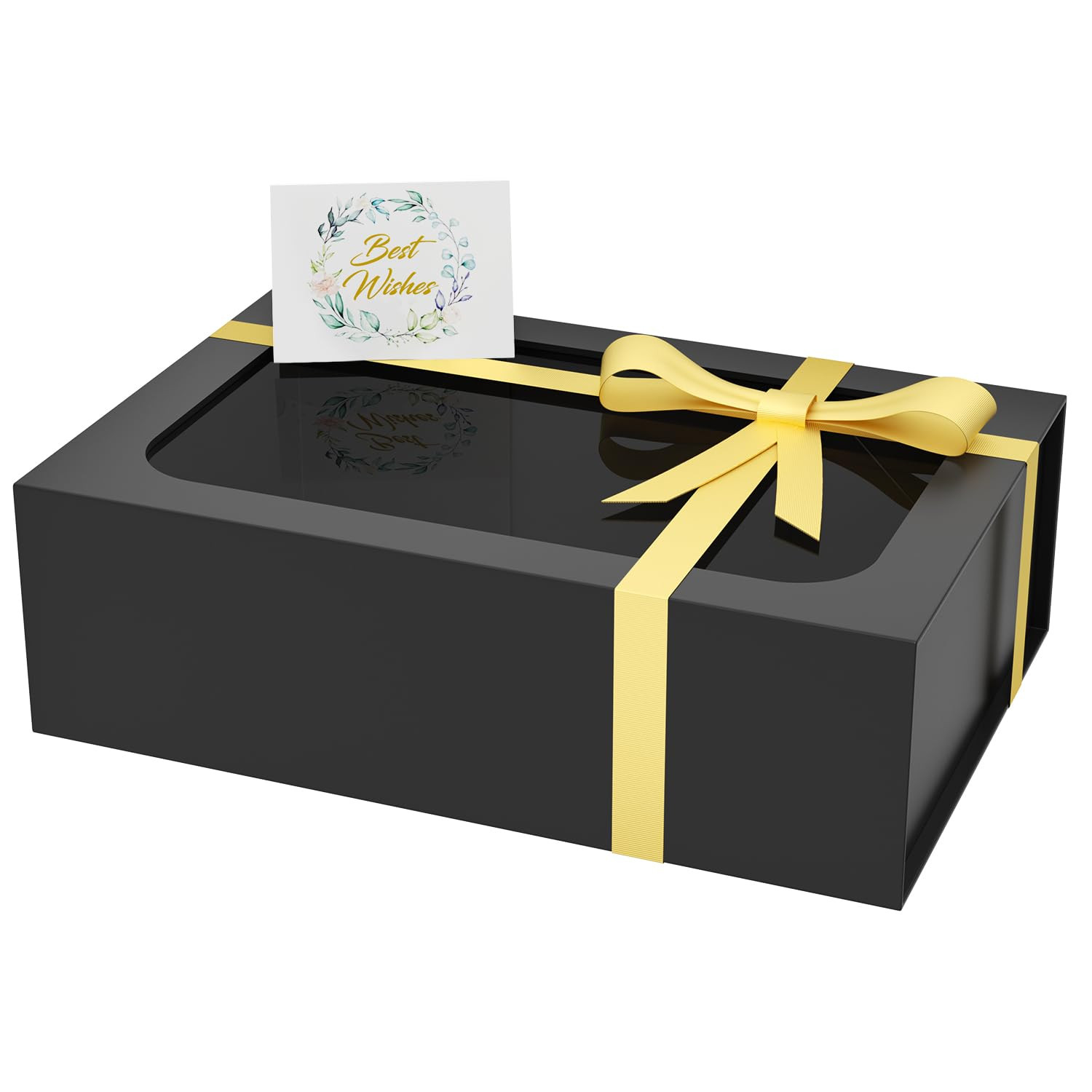 Large Gift Box with Window, 13.5x9x4.3 In Black Gift Box for Presents Magnetic Lids Collapsible f... | Amazon (US)