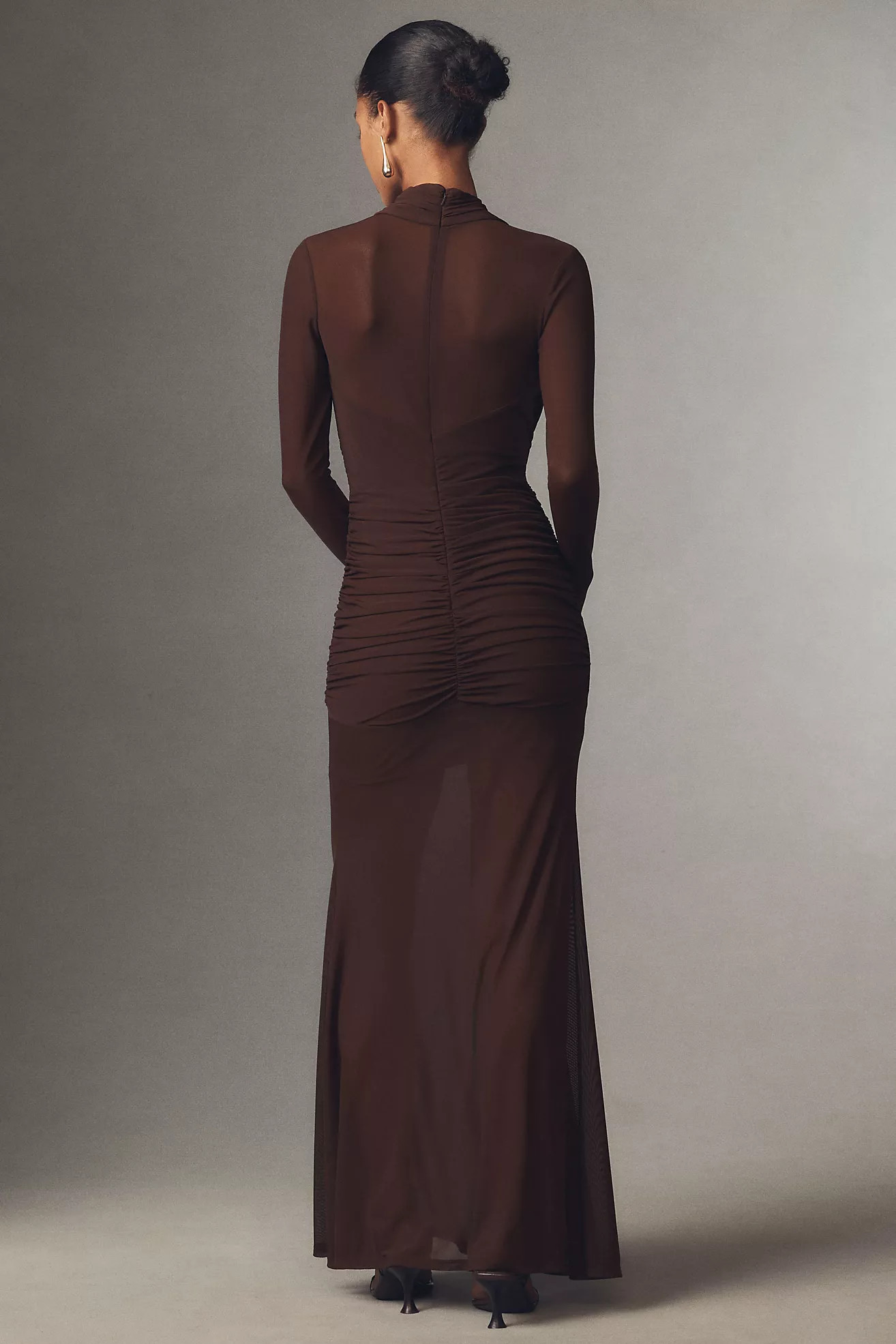 Bardot Veria Long-Sleeve Wrap Mesh Maxi Dress | Anthropologie (US)