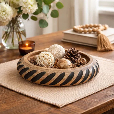 Dannel Handmade Wooden Bowl with Black Filler | Wayfair North America