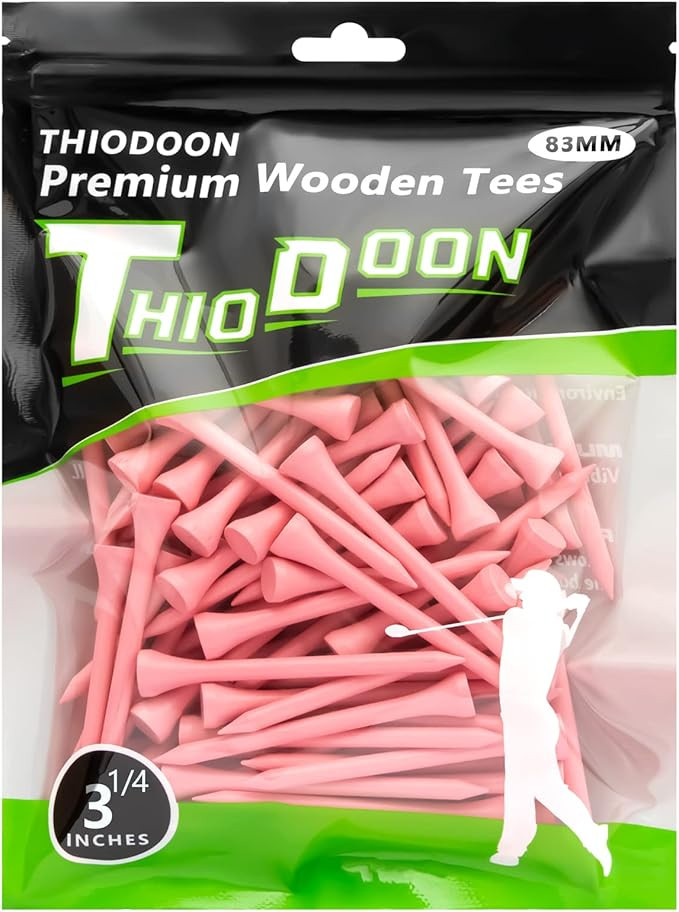THIODOON Golf Tees Professional Natural Wood Golf Tees Pack of 100, Golfing Tees Multiple Colors ... | Amazon (US)