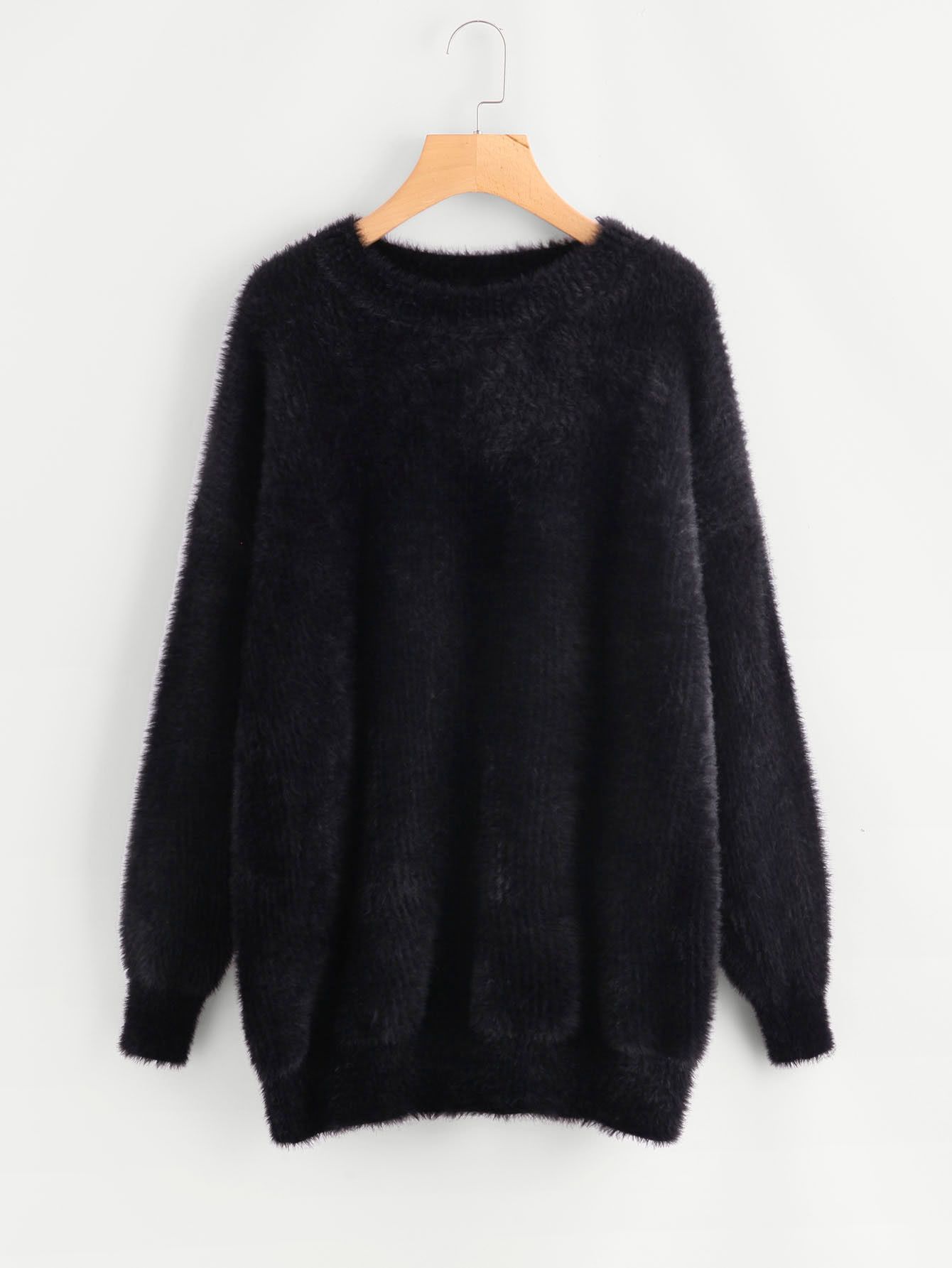 Oversized Fuzzy Sweater | SHEIN