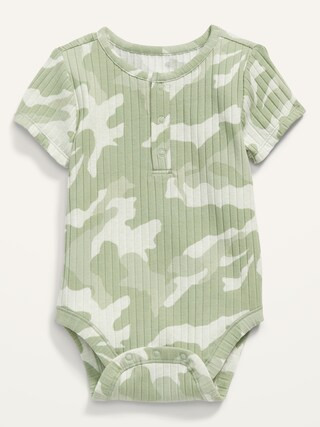 Unisex Short-Sleeve Rib-Knit Henley Bodysuit for Baby | Old Navy (US)