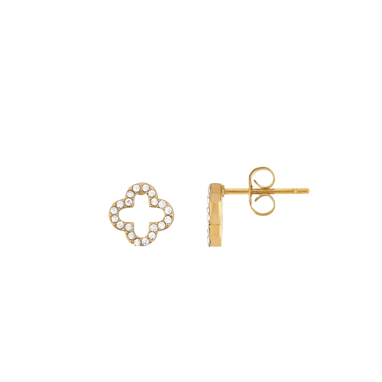 Crystal Clover Studs (Gold) | Abbott Lyon