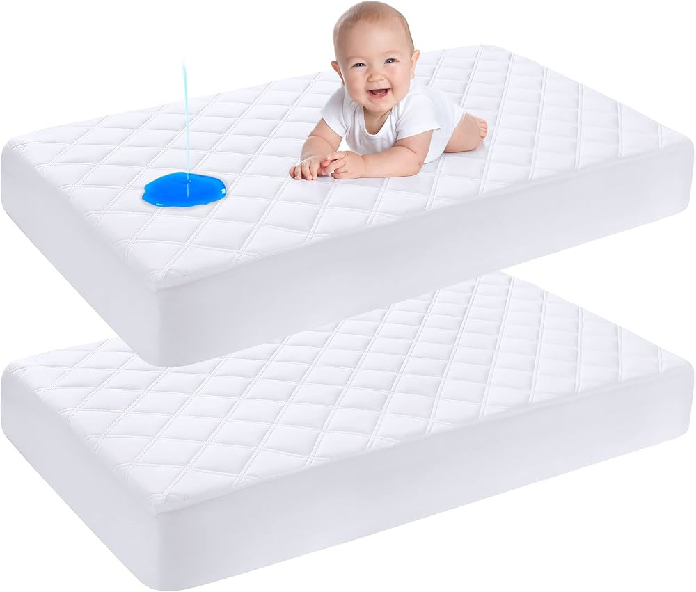 Yoofoss Waterproof Crib Mattress Protector 2 Pack, Quilted Crib Mattress Pad Cover Ultra Soft and... | Amazon (US)