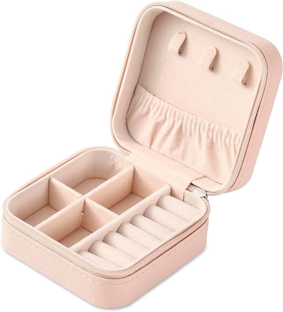 Portable Travel Mini Jewelry Box Leather Jewellery Ring Organizer Case Storage Gift Box Girls Wom... | Amazon (US)