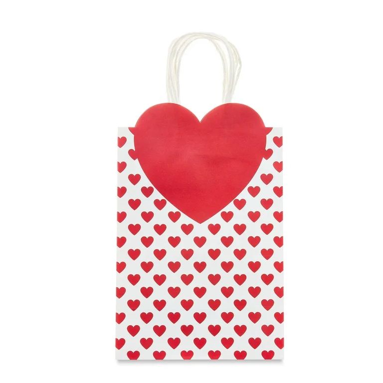 Valentine's Day 11.79" Shopper Paper 4-Pack Gift Bag Set, Red Heart, by Way To Celebrate | Walmart (US)