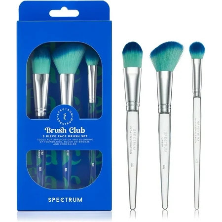 Spectrum Collections Brush Club Make Up Brushes Spectrum Makeup Brushes Set Including Foundation Contour and Concealer Brush with Hypoallergenic Bristles Blue 3 Piece Makeup Brush Set | Walmart (US)