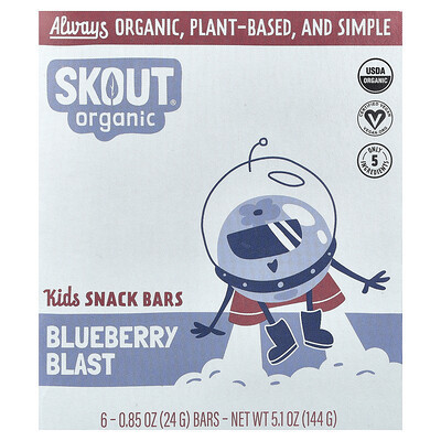 Skout Organic, Kids Snack Bars, Blueberry Blast, 6 Bars, 0.85 oz (24 g) Each | iHerb