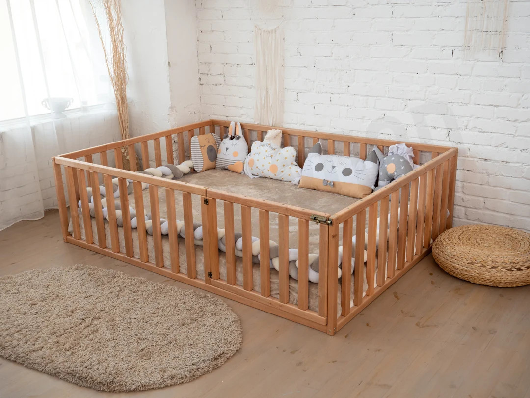 Floor bed Kids bed Montessori toddler Platform bed Wooden bed Kids bedroom Children pen Play room | Etsy (US)