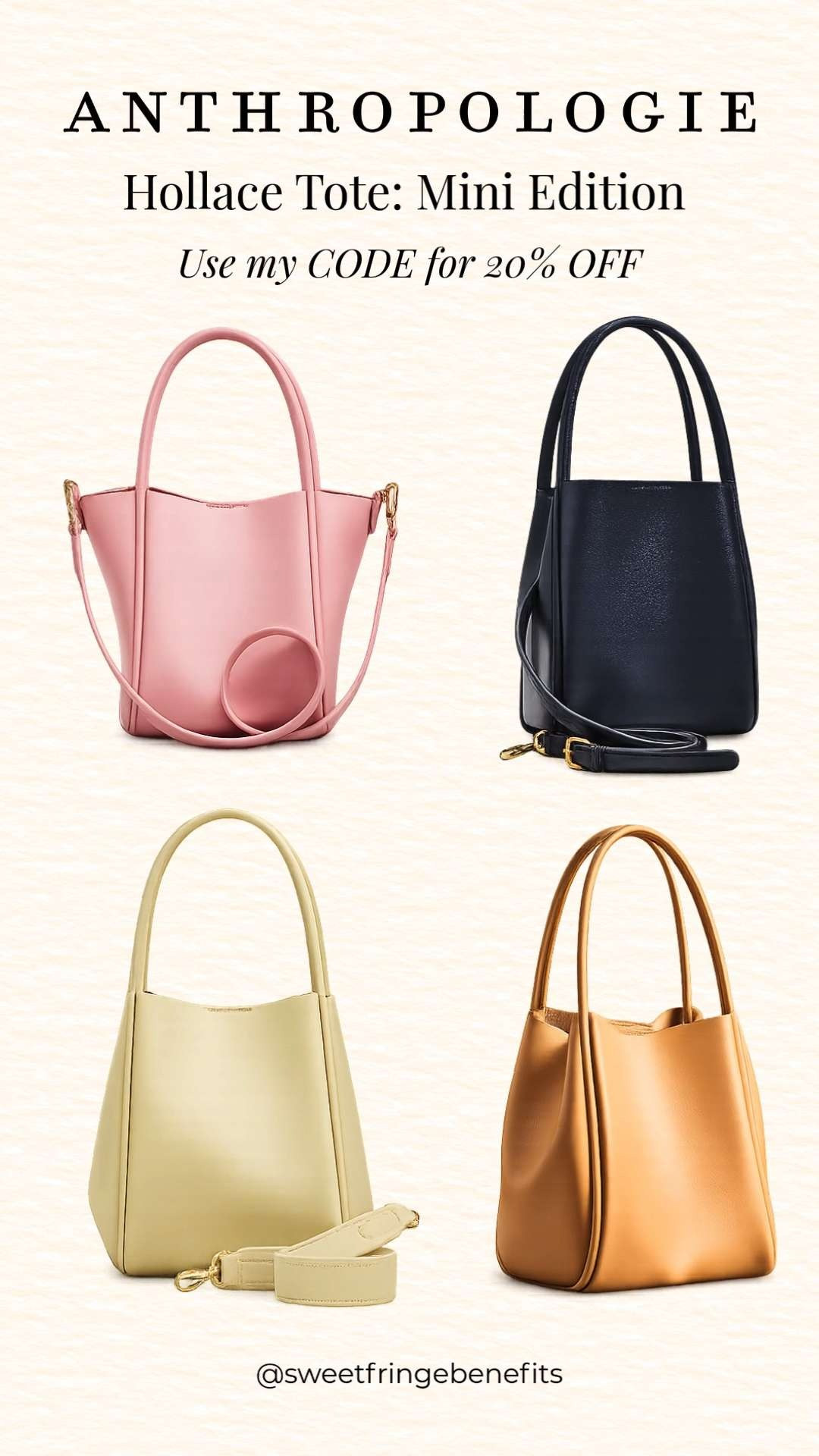 ✨ Save 20% off Anthropologie orders of $100+ with code NANETTE20!

The Hollace Mini Tote is the perfect everyday bag, structured, lightweight, and roomy enough for your daily essentials. Carry it by the top handles or wear it crossbody with the adjustable strap. Available in gorgeous neutral shades that pair with everything in your wardrobe.

💛 LTK MADE EASY
❤️ Heart = Support my posts
🔖 Save = Get sale & restock alerts
💬 Comment if you have sizing questions!
 

 #LTKootd #LTKOver40 #LTKSaleAlert