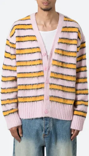 Striped Faux Mohair Cardigan | Nordstrom
