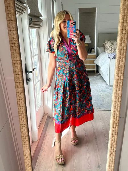 This dress is perfect resort wear, vacation, or date night dress. Such a flattering fit and the colors are so fun! Wearing a small. Code FANCY15 for 15% off 

#LTKstyletip #LTKfindsunder100 #LTKSeasonal