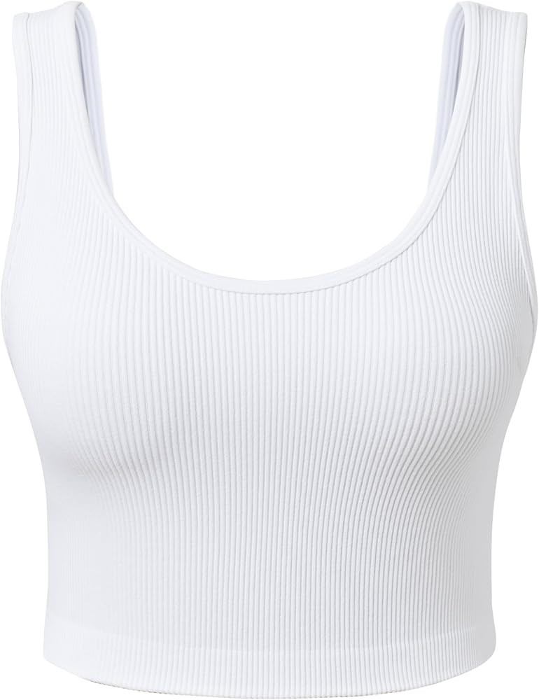 Women's Ribbed Crop Tank Yoga Cropped Top for Workout | Amazon (US)