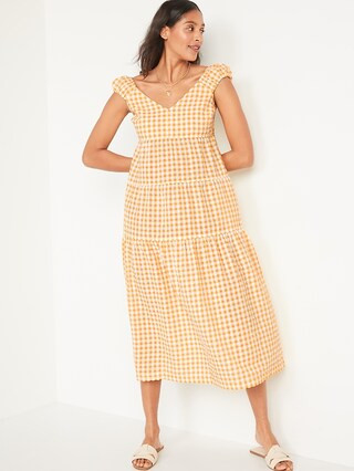 Tiered Seersucker All-Day Maxi Dress for Women | Old Navy (US)