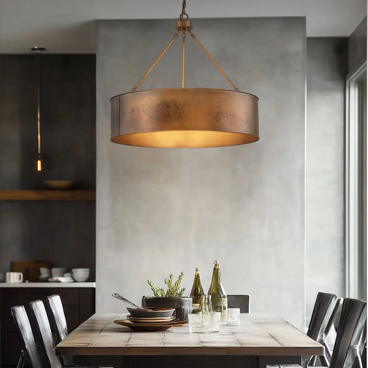 Ouellet 5-light 30in Antique Bronze Drum Chandelier | Wayfair North America