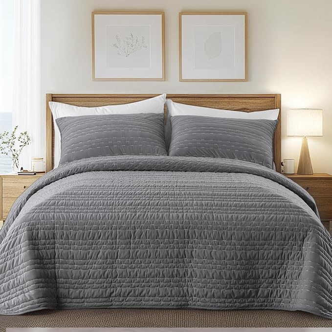 KASENTEX Luxury Velvet Quilt Set,Oversize King Quilt Bedding Set 112 "x 106 ",Ultra-Soft Lightwei... | Amazon (US)
