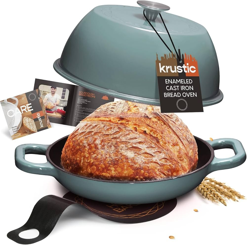 Enameled Cast Iron Dutch Oven for Sourdough Bread Baking | 6 Quart Oval Pot with Lid | 10 Inch Ce... | Amazon (US)