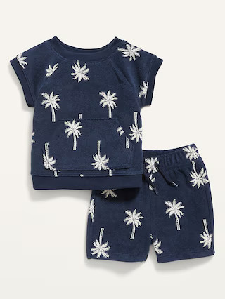 Unisex Loop Terry Short-Sleeve Sweatshirt & Shorts Set for Baby | Old Navy (US)