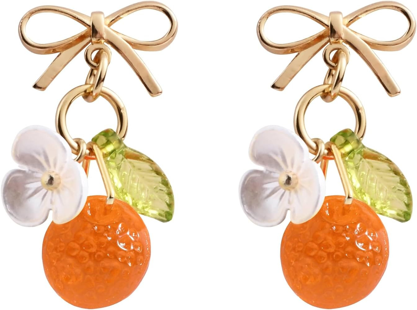 Orange Lemon Strawberry Imported Czech Glass Beads Earrings Handmade Bowtie Fruits Dangling Stud ... | Amazon (US)
