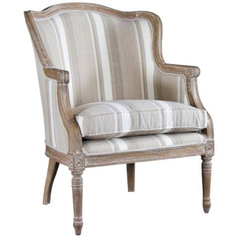 Baxton Studio Charlemagne Brown Stripes Accent Chair - #1R589 | Lamps Plus | Lamps Plus
