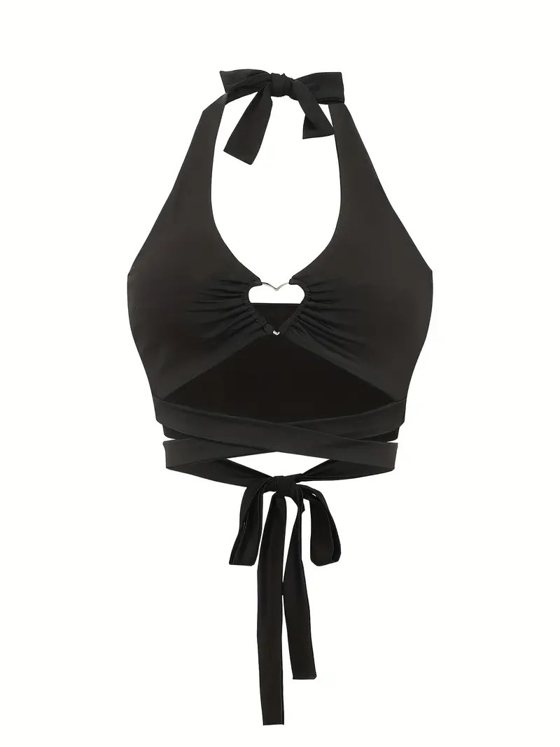 Heart Ring Linked Lace Up Halter Top, Y2K Sexy Backless Halter Top For Summer, Women's Clothing | Temu Affiliate Program