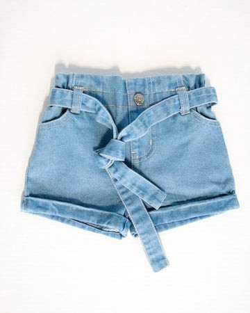 Quinn Tie-Waist Denim Shorts - Light Wash | Bailey's Blossoms