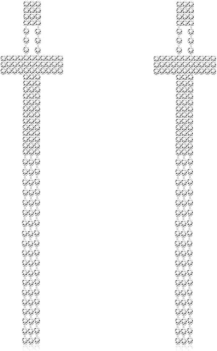 Ronglry Rhinestone Initial Earrings for Women Clear Rhinestone Crystal Tassel Statement Earrings ... | Amazon (US)