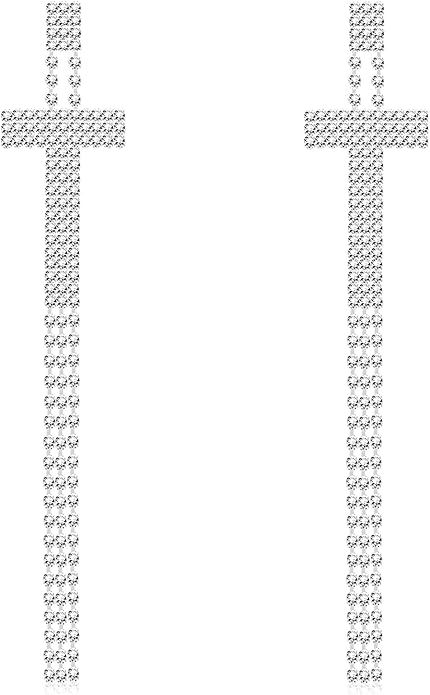 Ronglry Rhinestone Initial Earrings for Women Clear Rhinestone Crystal Tassel Statement Earrings ... | Amazon (US)