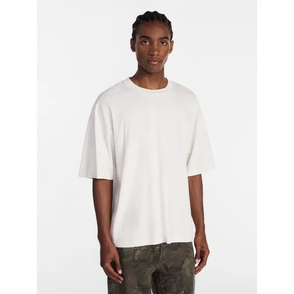 No Boundaries Men's Oversized Boxy Tee Shirt with Short Sleeves, XS-4XLT | Walmart (US)