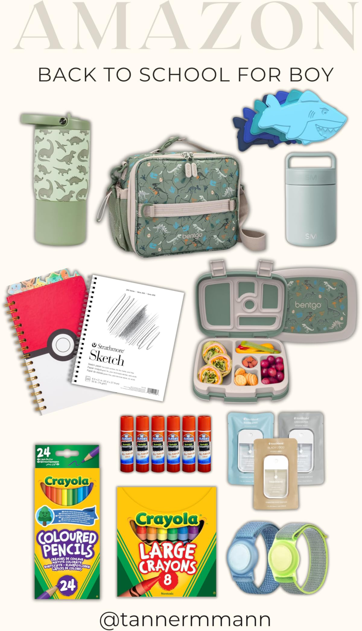 Bentgo Kids Prints Leak-Proof, 5-Compartment Bento-Style Kids Lunch Box - Ideal Portion Sizes for Ages 3-7, Durable, Drop-Proof, Dishwasher Safe, & PFAS & BPA-Free Materials (Dino Fossils) | Amazon (US)