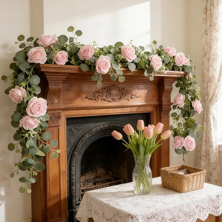 Danhjin Valentines Garland, Artificial Rose Vines Lifelike Fake Flower for Home Party Wedding Dec... | Walmart (US)
