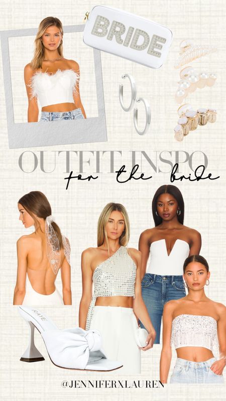 Bridal accessories and outfit inspo. Bachelorette party for the bride. White tank. Corset top. Going out top  

#LTKSeasonal #LTKunder100 #LTKwedding