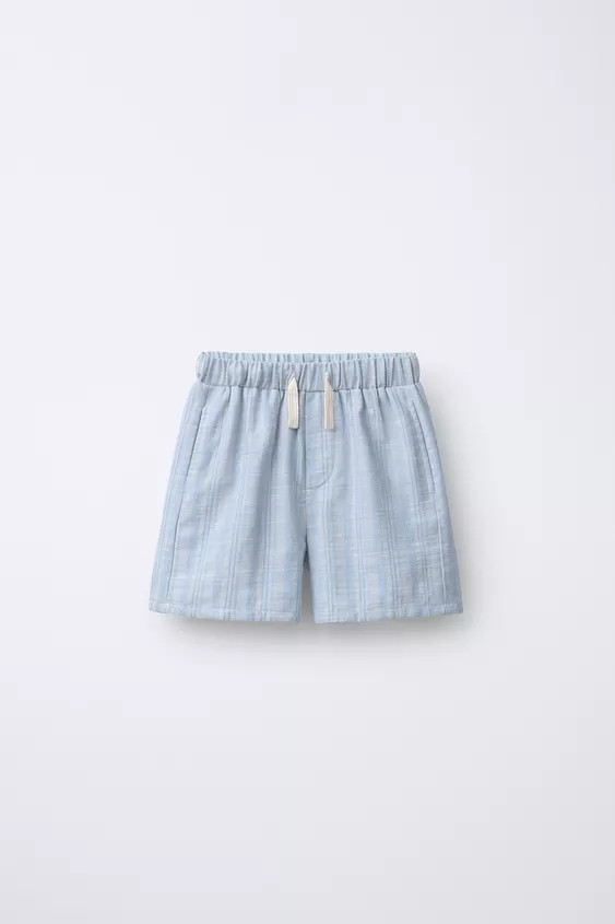 STRIPED COTTON LINEN SHORTS | Zara US