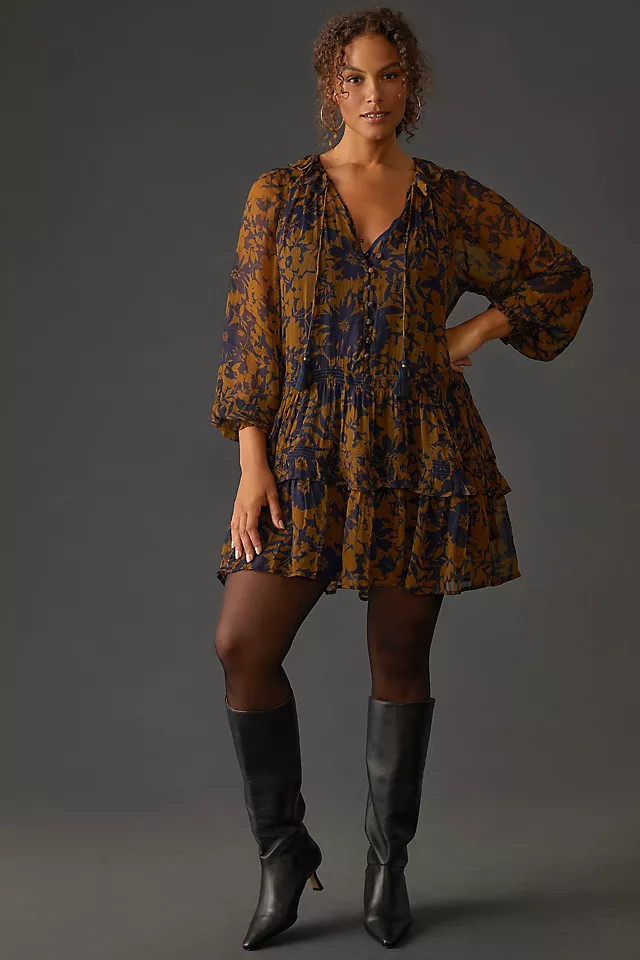 The Marais Printed Chiffon Mini Dress | Anthropologie (US)