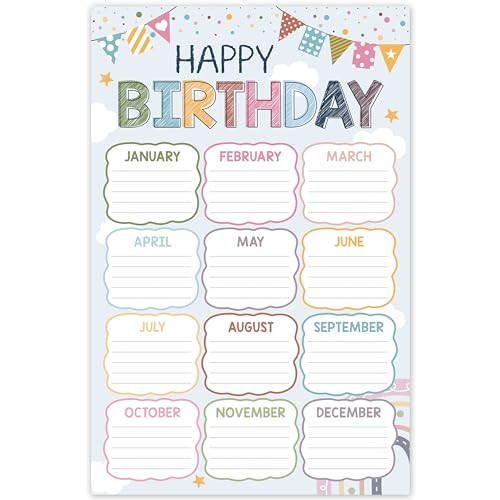 BEAWART Boho Classroom Birthday Chart, Birthday Calendar Chart For Classroom, Birthday Classroom Bulletin Board Sign, Happy Birthday Decoration, Birthday Posters for Back to School Teaching Supplies | Amazon (US)