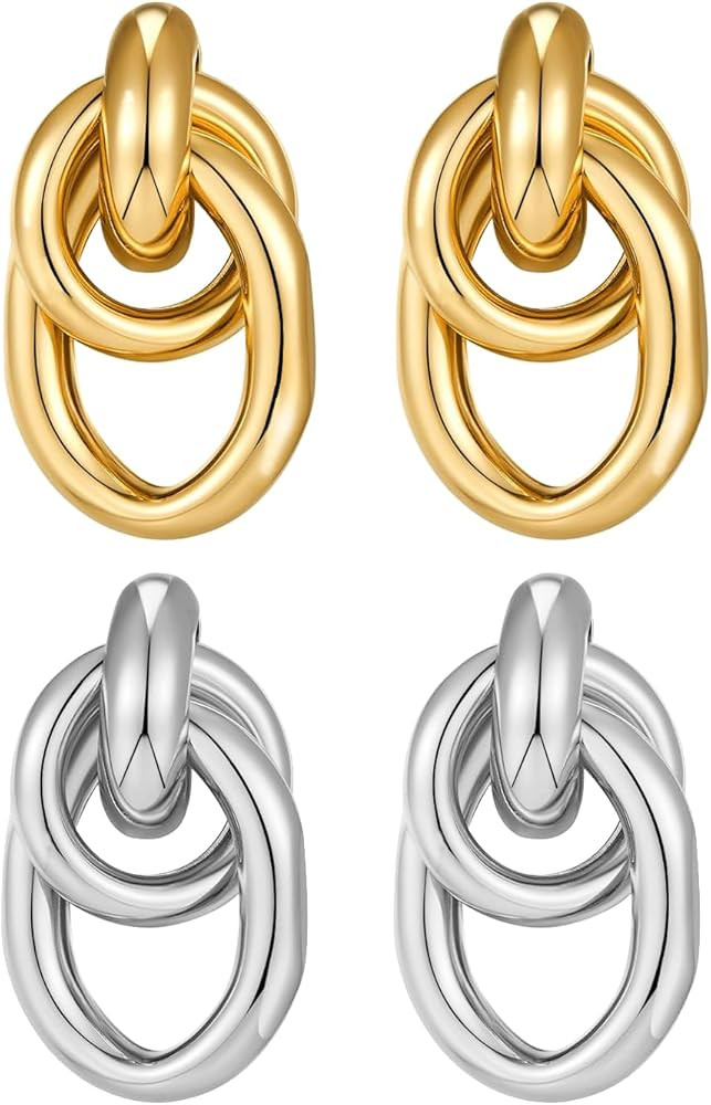18K Gold Plated Drop Dangle Earrings for Women Gold Geometric Drop Dangle Earrings for Women Dain... | Amazon (US)
