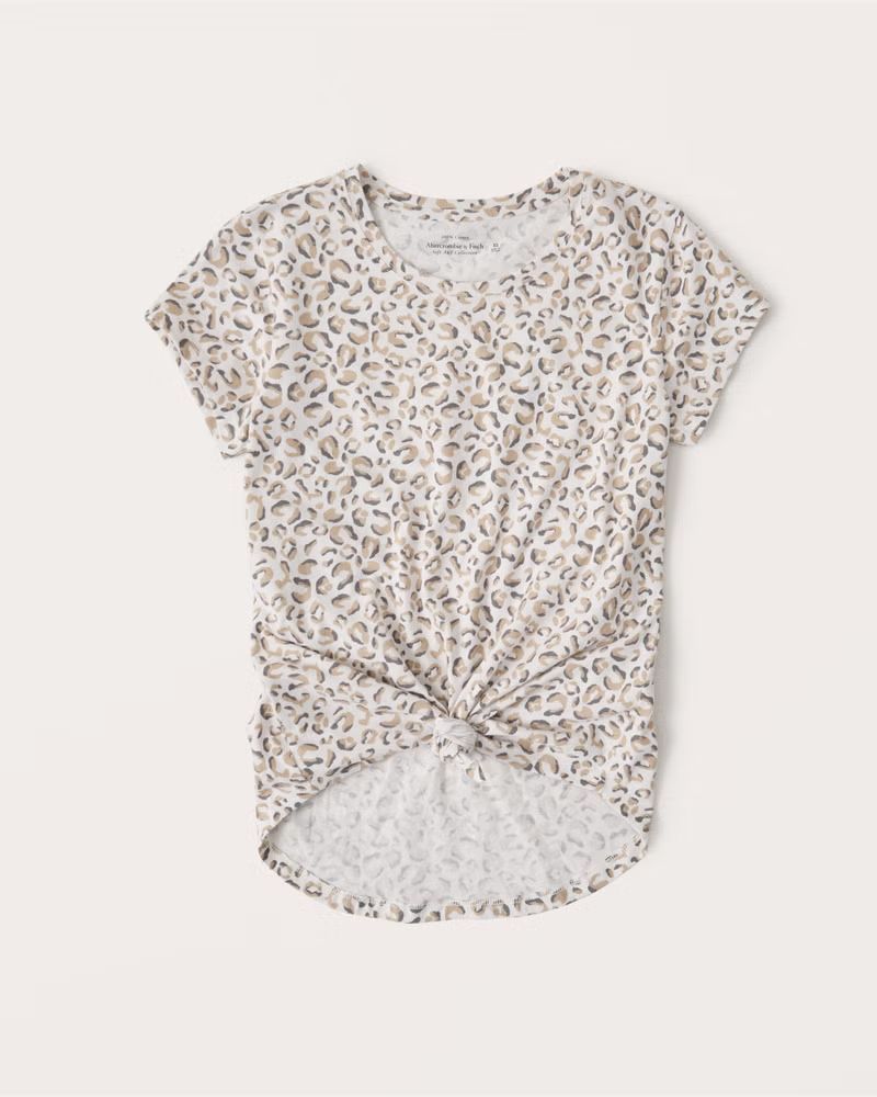 Leopard Knotted Crew Tee | Abercrombie & Fitch (US)