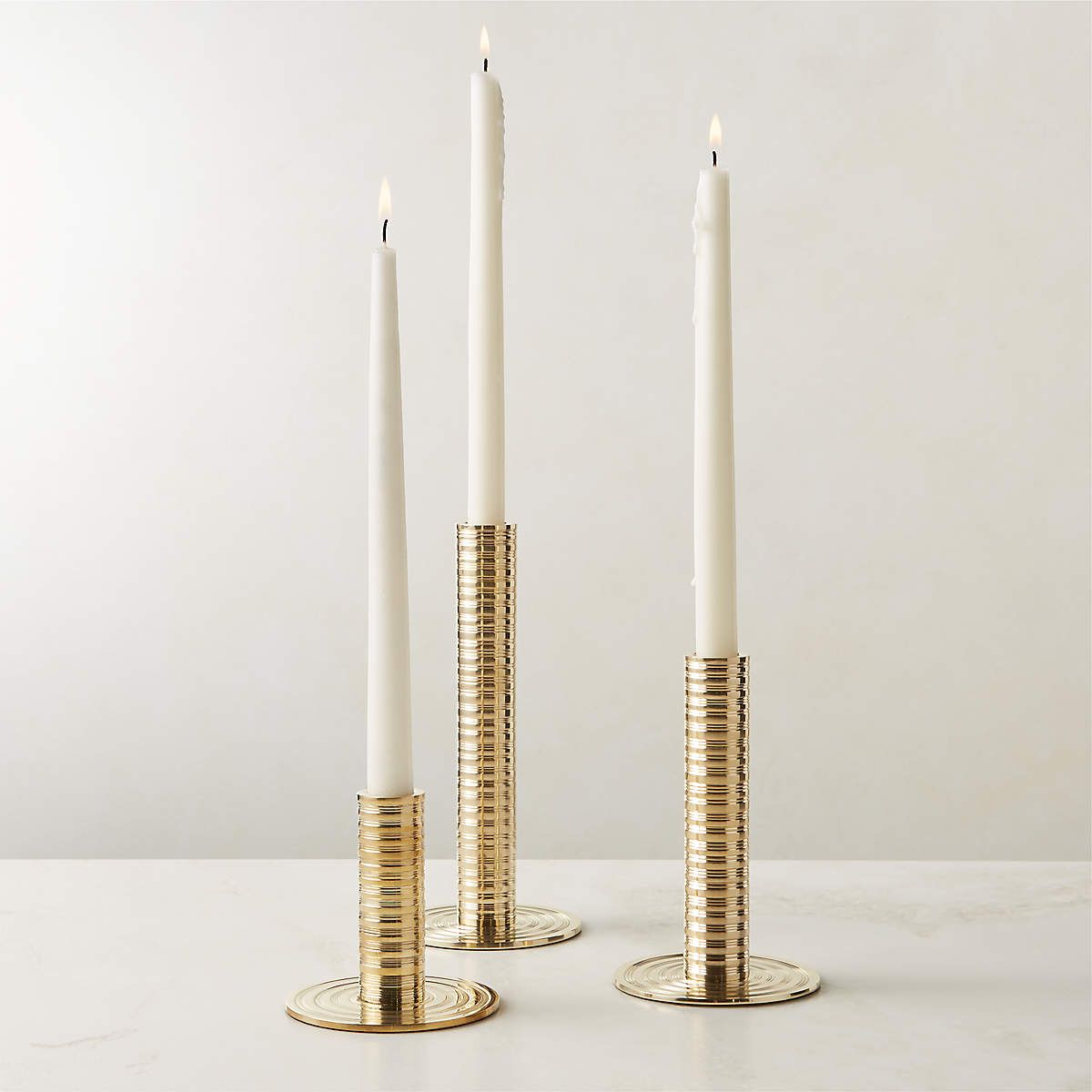Spencer Brass Taper Candle Holder Small + Reviews | CB2 | CB2
