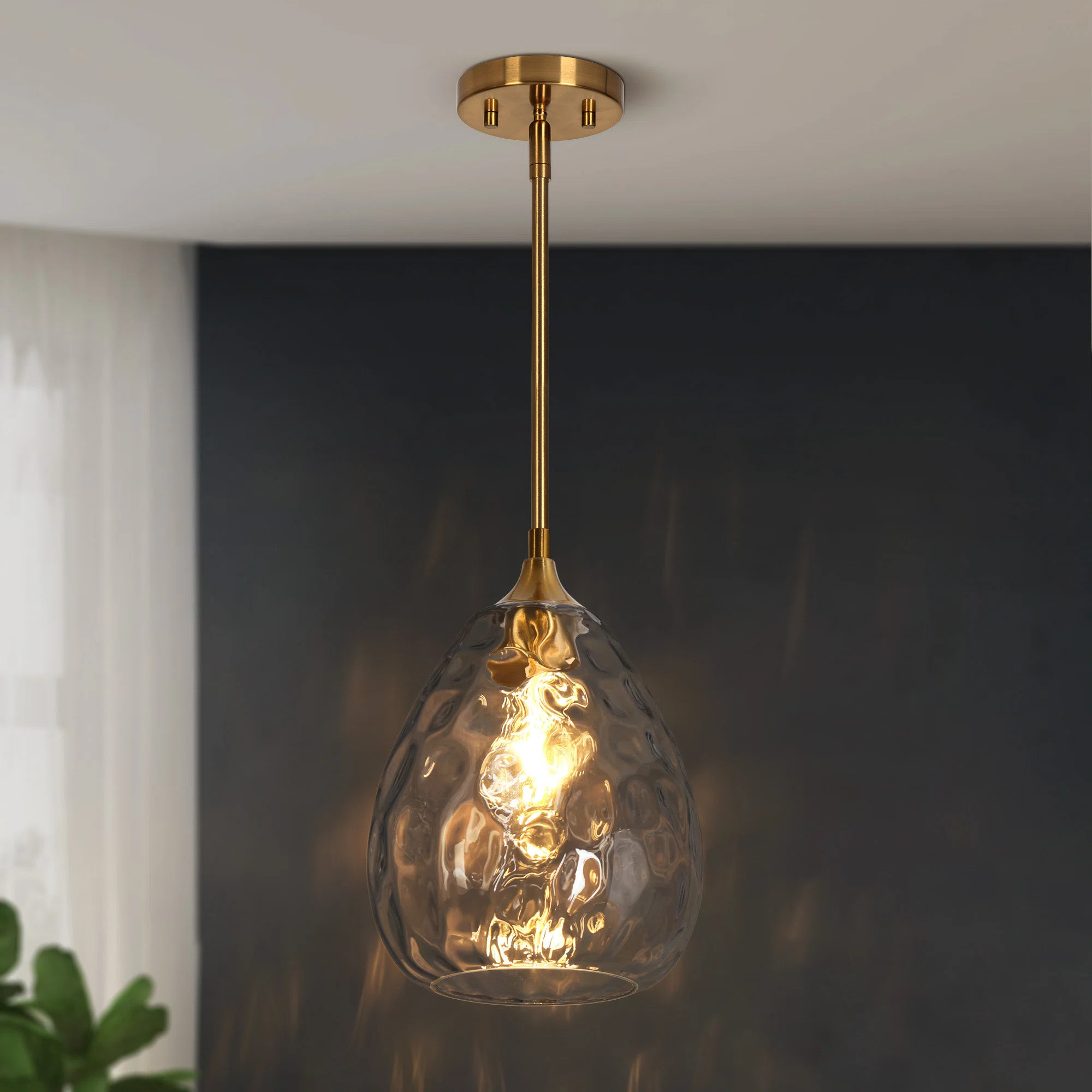 Alexandre 1 - Light 7.8'' W Dome Clear Glass Brass Kitchen Island Pendant UL Certified | Wayfair North America