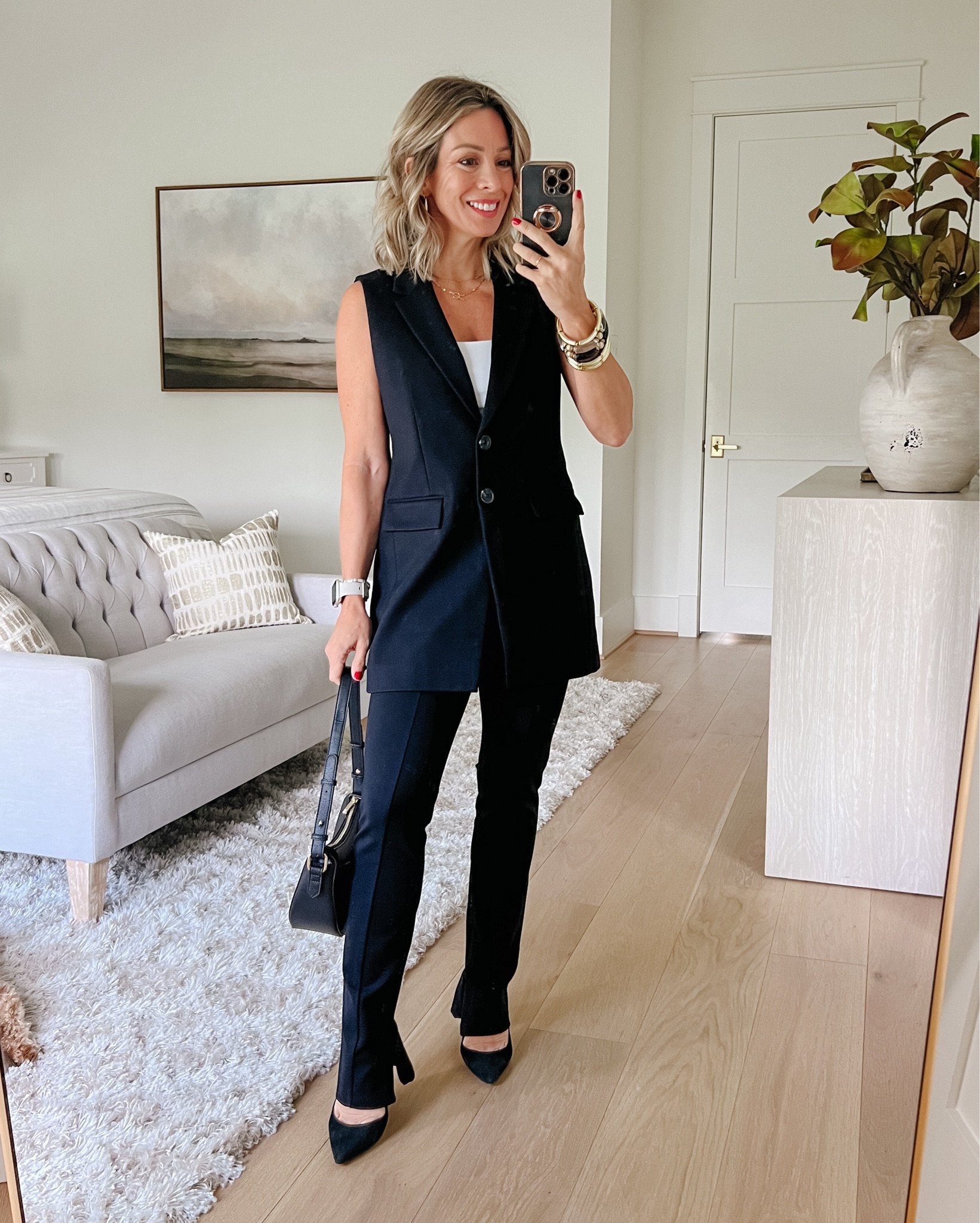 Loft has so many great options for work, loving this vest and tailored pant look! I layered this with a tank, but could be layered with a blouse or long sleeve!

Vest Fit TTS | I’m wearing an XS 

Pants Fit TTS | I’m wearing an XSP 

#LTKStyleTip #LTKVideo #LTKSaleAlert