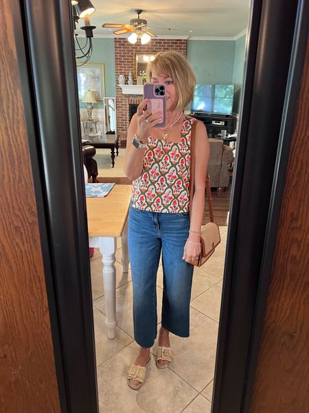 Crop wide leg jeans and pretty tank for a casual lunch date with my girlfriends! My heart necklace is marked down to $38. It won’t last long so hurry for this one. 

#LTKSeasonal #LTKSaleAlert #LTKOver40