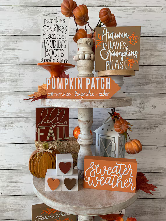 Fall tiered tray decor bundle pumpkin tiered tray fall | Etsy | Etsy (US)