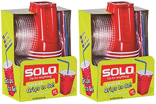 Solo 9 Oz Plastic Cup, Lid, & Straw Combo Pack, 30 Cups, Red (2x 15cup Packs) (2, Red) | Amazon (US)